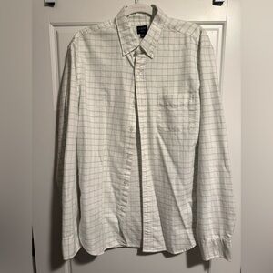 J. Crew White and Light Blue Plaid Shirt